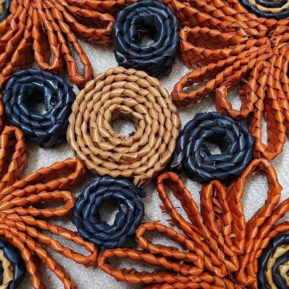 Vintage Floral Rafia Woven Trivets, set of 2 - Picture 7 of 12